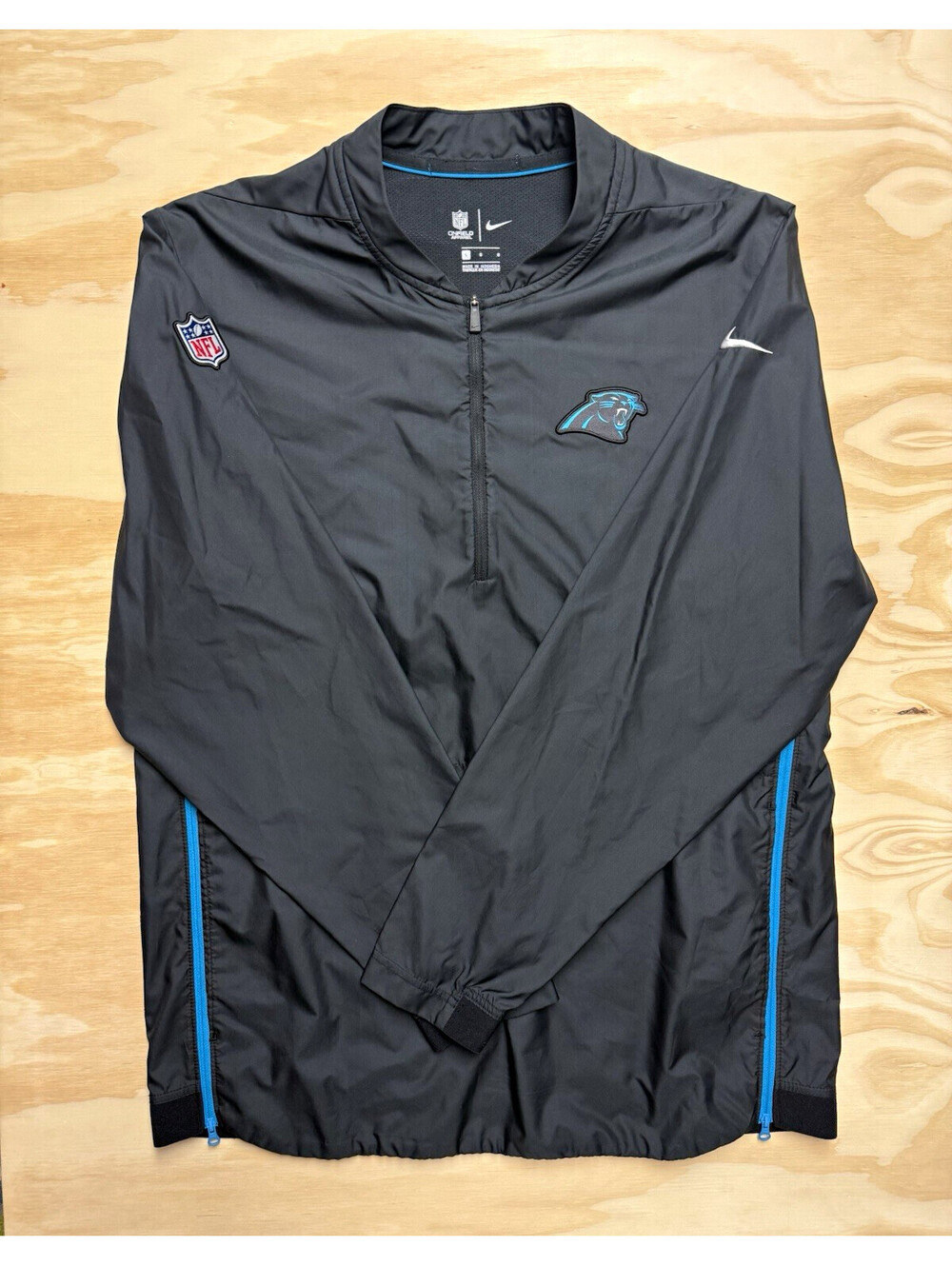 Nike NFL Carolina Panthers Men’s L Black Blue Full Zip Jacket Football